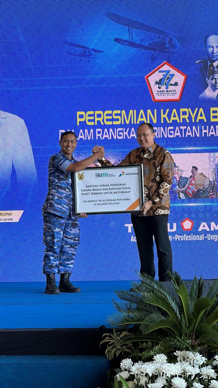 Hari Bakti AU, Pertamina (Persero) Dengan TNI AU, Beri Bantuan Sembako dan Renovasi Fasilitas Umum Senilai 268 Juta