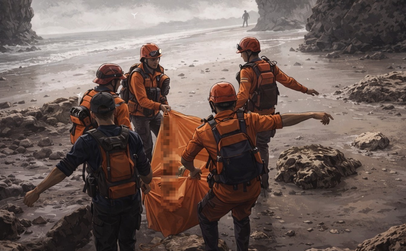 Tim SAR Gabungan Evakuasi Jasad Pemuda yang Tenggelam di Pantai Sine Tulungagung